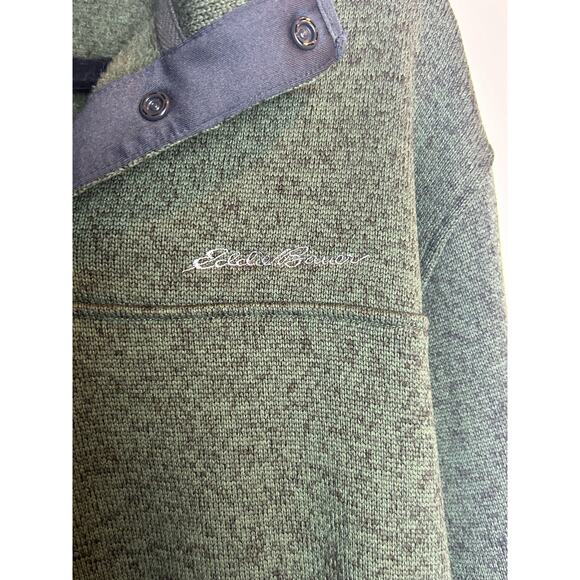 Eddie Bauer Big and Tall Mens Large Tall Popover Green Long Sleeve Collar - Picture 5 of 9